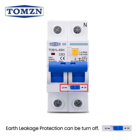 Tomzn 63 Amp RCBO – Reliable Residual Current Circuit Breaker with Overcurrent & Leakage Protection