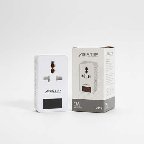Asia Top V303 13A Voltage Protector | Over & Under Voltage Protection | 220V Appliance Safety Device