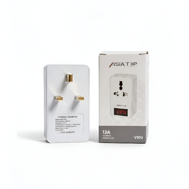 Asia Top V303 13A Voltage Protector | Over & Under Voltage Protection | 220V Appliance Safety Device