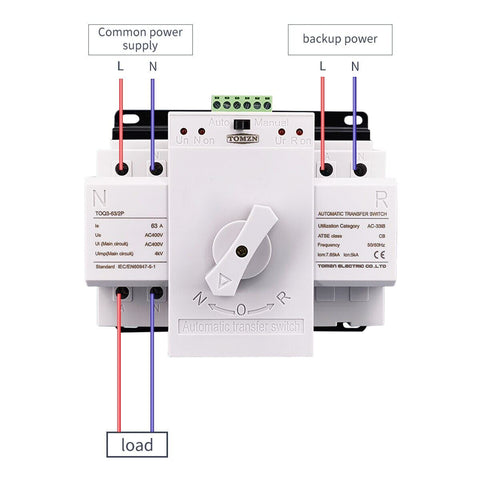 TOMZN 2P 63A/125A 230V MCB type Dual Power Automatic transfer switch ATS