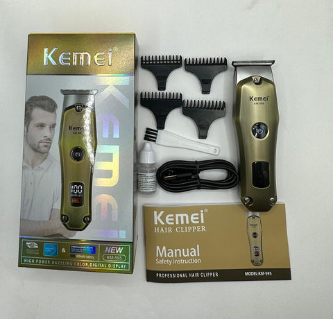 Kemei KM-595 Rechargeable LCD Digital Display USB Charging Beard & Hair Clipper