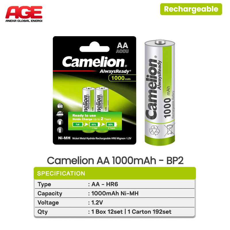 Camelion AA rechargeable cell 1000mah and 2700mah  (pack of 2)