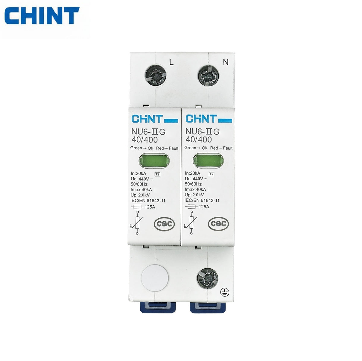 CHINT NU6-IIG 40/400 2P 400V AC Surge Protection Device (SPD)