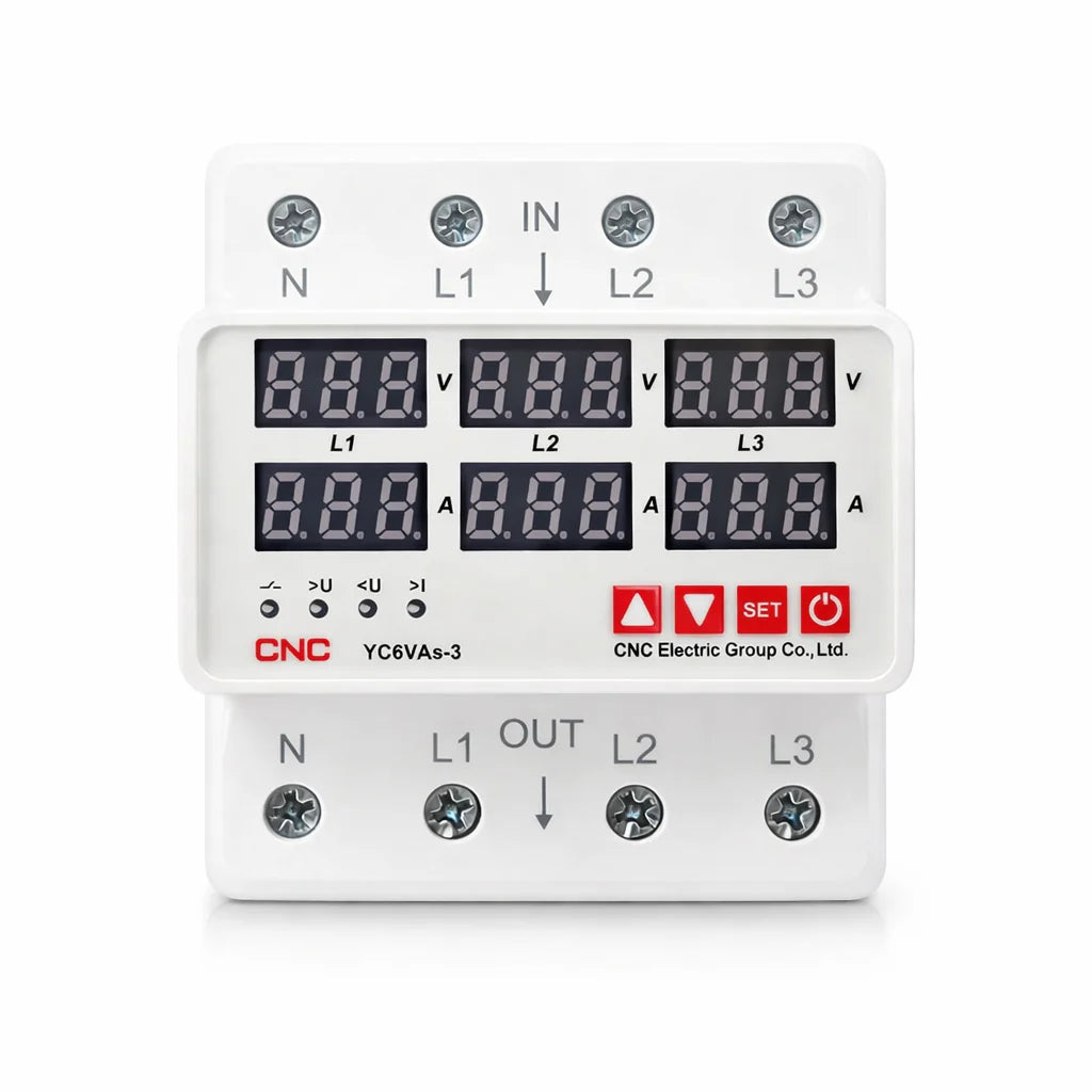 CNC YC6VAs-3 100A Three Phase Adjustable Voltage & Current Protector | Over & Under Voltage Protection Device