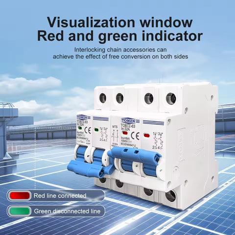 Tomzn TOB7Z-63 2P+2P 63A DC MTS Dual Power Manual Transfer Switch Circuit Breaker for PV System
