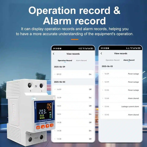 Tomzn TOVA-63T 63A WIFI Protector Mini 10in1 With Memory Option | Units (Kwh) Lock | Under & Over Voltage Protection - Earth Leakage | Monitoring | Tuya Smart - Smart Life