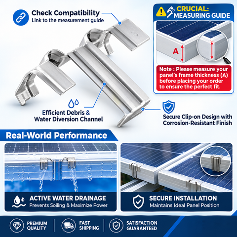 Solar Panel Water Drain Clips PV Module Stainless Steel  Water Drain Cleaning Clip