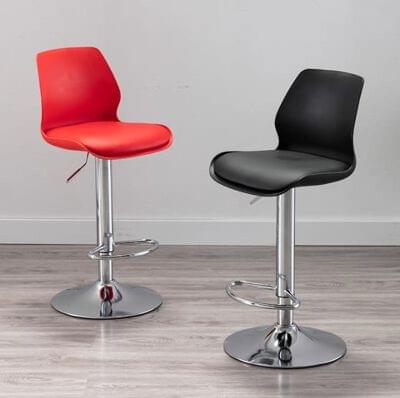 Bar Stool 125 Red & Black Comfortable-360 Degree Rotation with Jack system