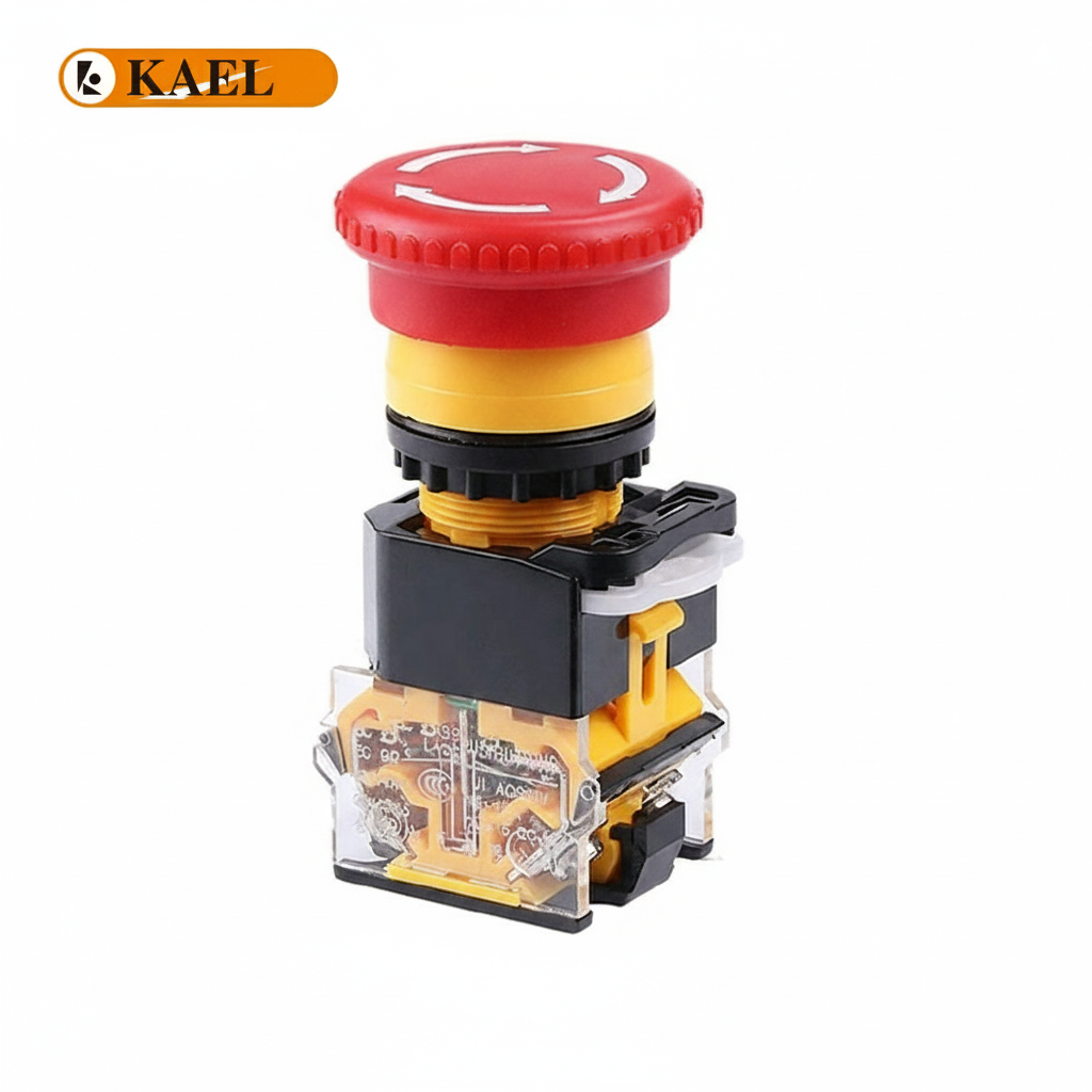 KAEL LA-38-11ZS Emergency Stop Button lock 22mm – Industrial Safety Push Button Switch