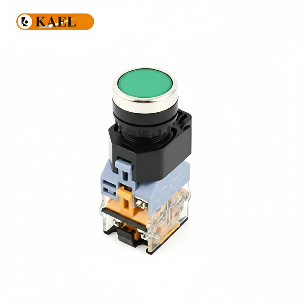 KAEL LA38-11 BN Green Push Button 22mm – Industrial Control Switch
