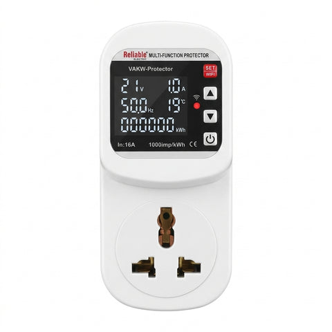Reliable Electric 2P WiFi Protector Universal Plug Socket VA 16A | TUYU WiFi Voltage & Current Protector