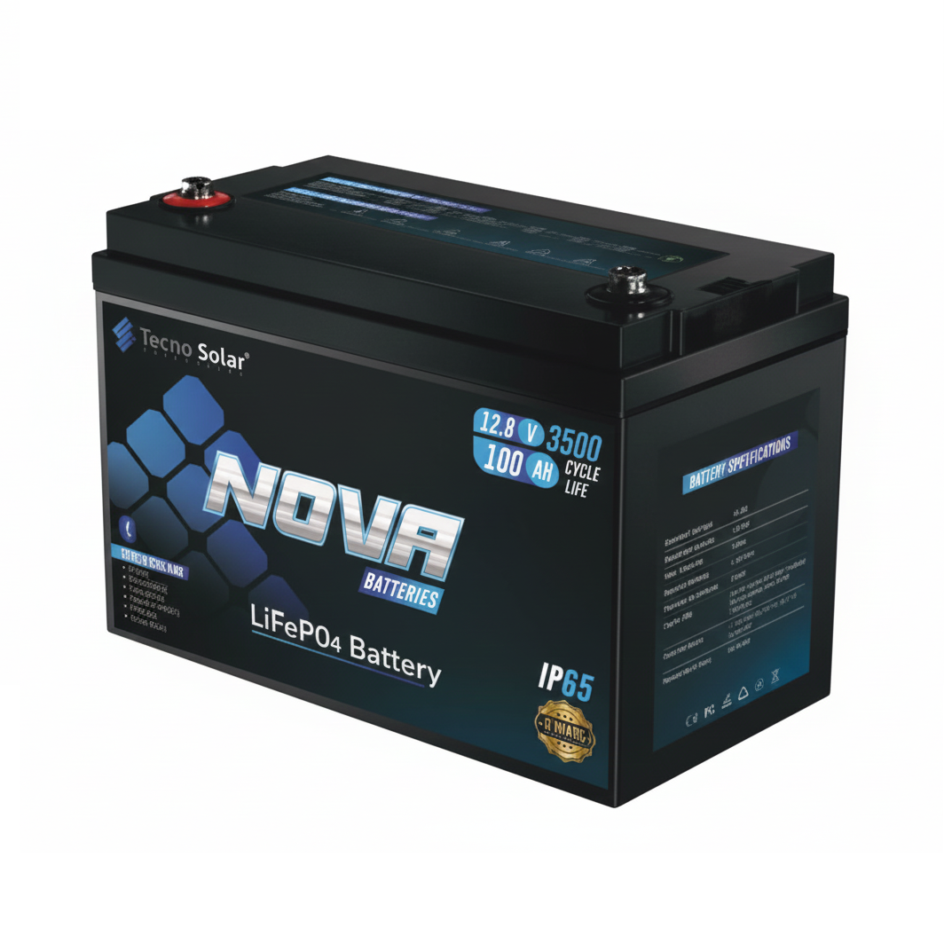 Tecno Solar Nova Cube TSI-1200 12.8V 100Ah LiFePO₄ Battery – 1280Wh Deep Cycle Solar Battery with BMS & IP65 Protection