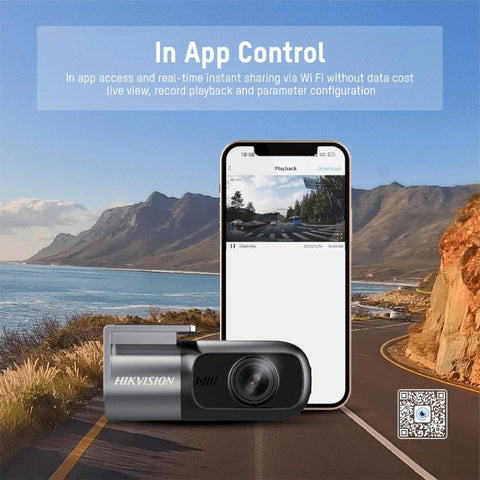 Hikvision DS-AE-DC2018-D1 Dashcam 2MP 1080P Car DVR Camera | WiFi, Night Vision, G-Sensor & Parking Monitoring