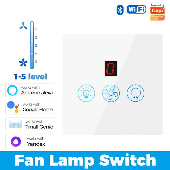 Tuya Smart WiFi Fan + Light Wall Touch Switch