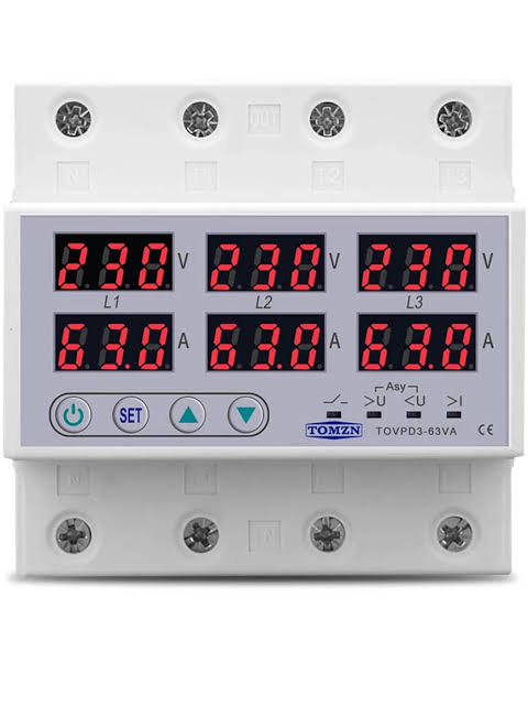 Tomzn TOVPD3-VA 3Phase 4 Pole Voltage and Current Protector