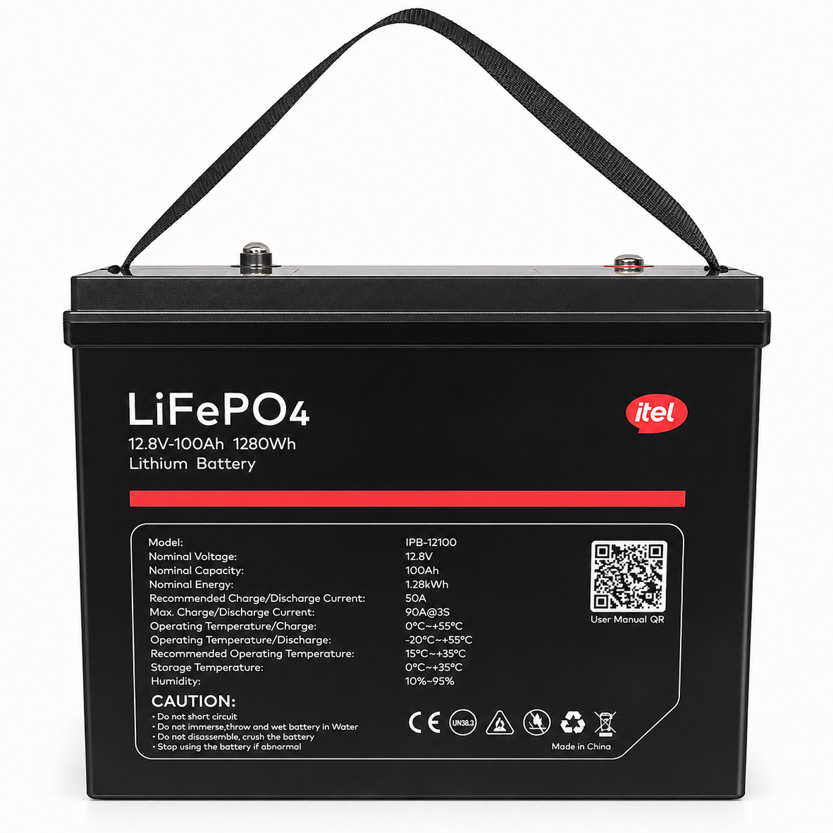 itel 12.8V 100Ah Lithium Battery 1280Wh – High Performance LiFePO4 Rechargeable Battery