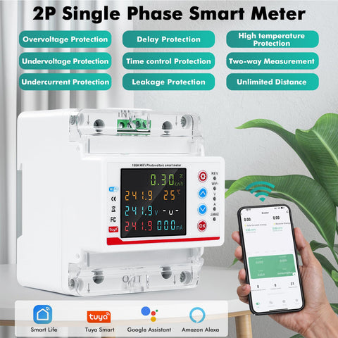 JVCO 14in1 100A Bidirectional WIFI Smart Meter with Monitoring and Protection