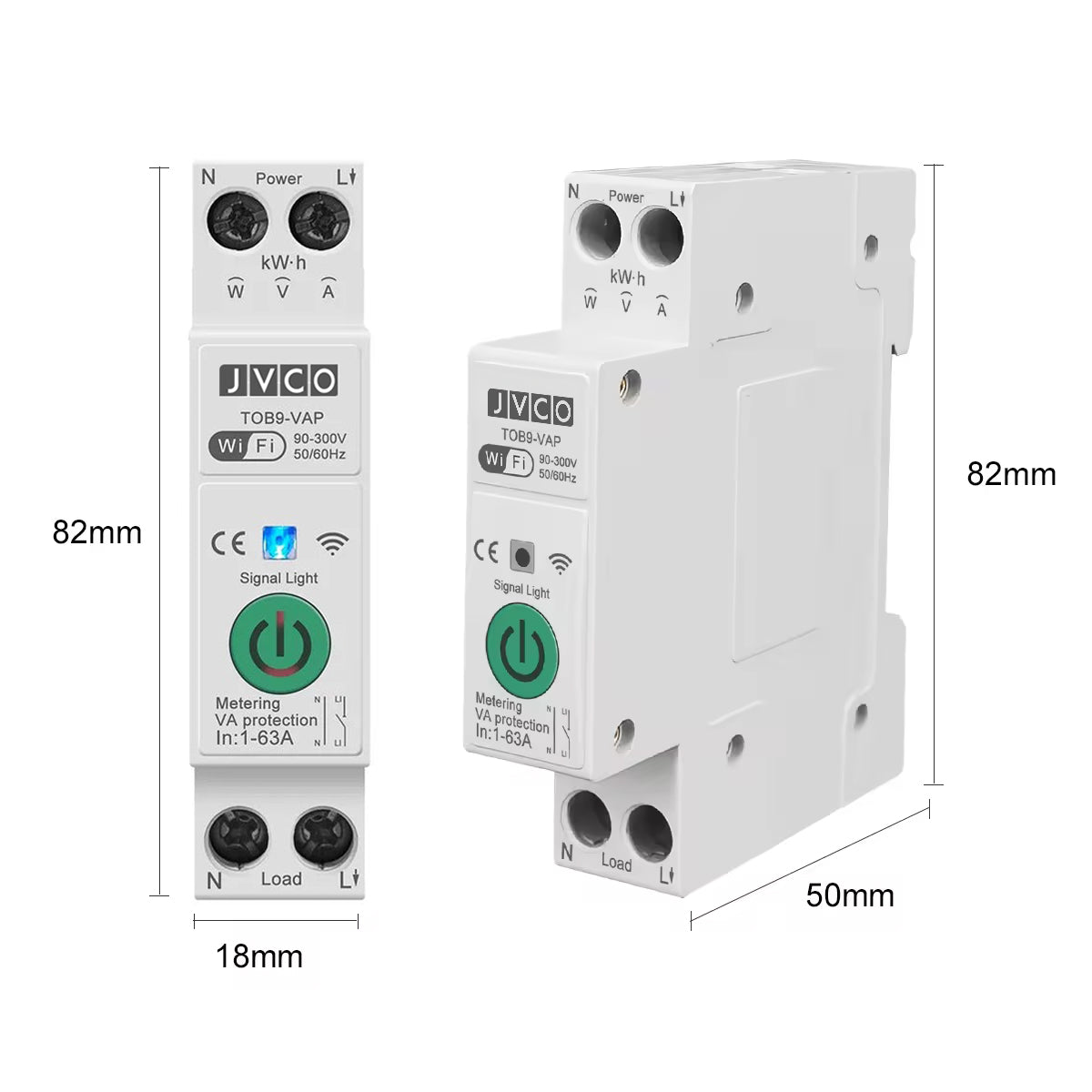 JVCO TOB9-VAP 8in1 63A WIFI Smart Switch with Monitoring and Protection