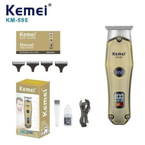 Kemei KM-595 Rechargeable LCD Digital Display USB Charging Beard & Hair Clipper