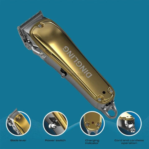 Dingling RF-1981 Professional Hair Clipper – Metal Panel, Corded & Cordless Rechargeable Trimmer