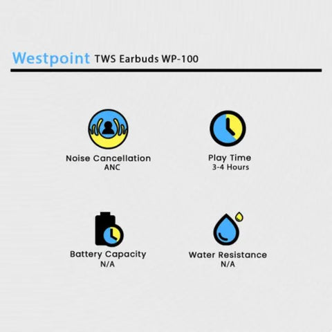 Westpoint WP-100 TWS Active Noise Cancellation Earbuds