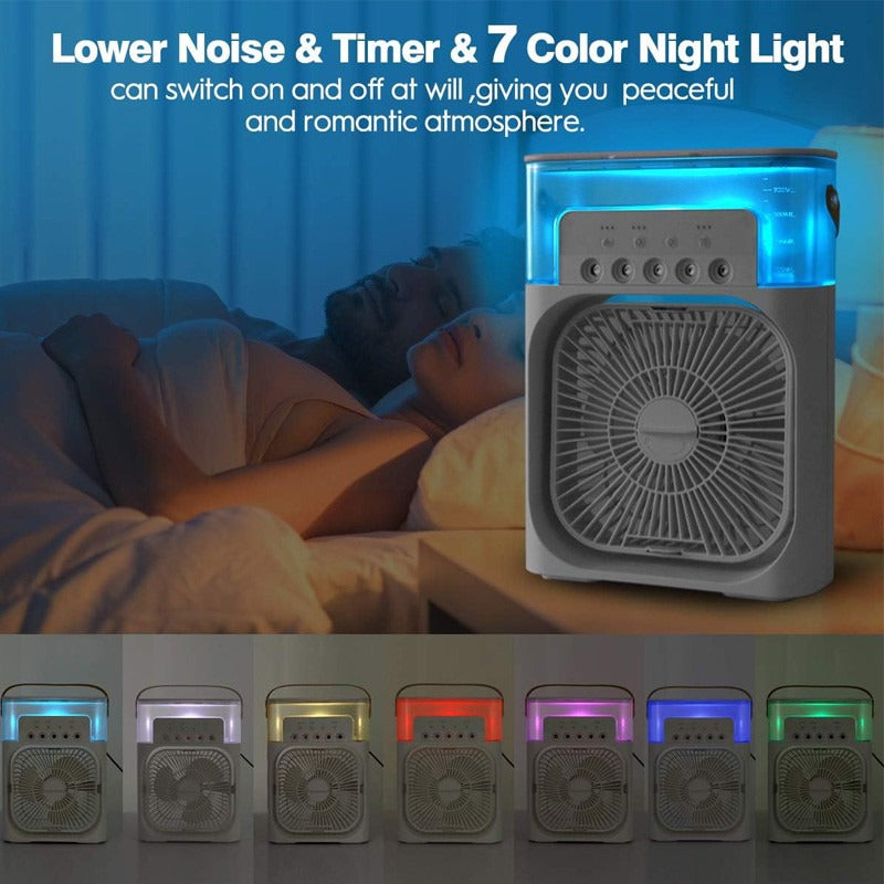 3 In 1 Mini Portable USB AC Fan Humidifier & LED Water Lamp (10 inch)