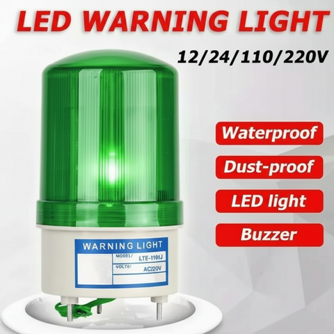 KAEL Revolving Warning Light LED 1101J Green – 12–220VAC/DC Industrial Signal Beacon