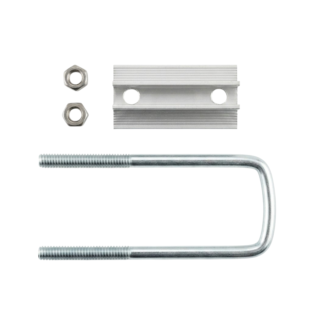 Solar Mid Clamp with U-Bolt – Aluminum Clamp With Galvanized Iron Mounting Bracket for PV Panels