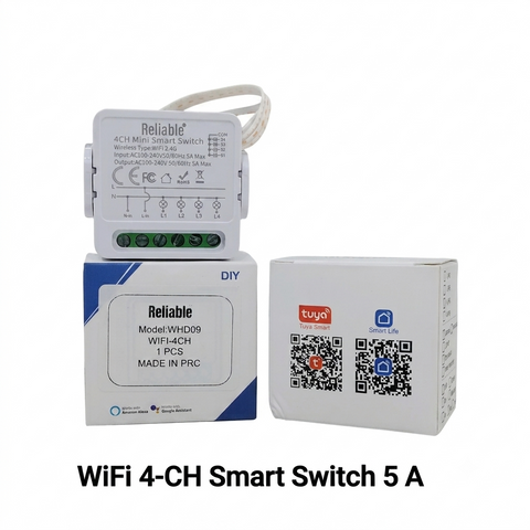 Reliable Electric 4 Channel WiFi Smart Switch 5A | Tuya Mini 4 Gang Smart AC Relay Switch