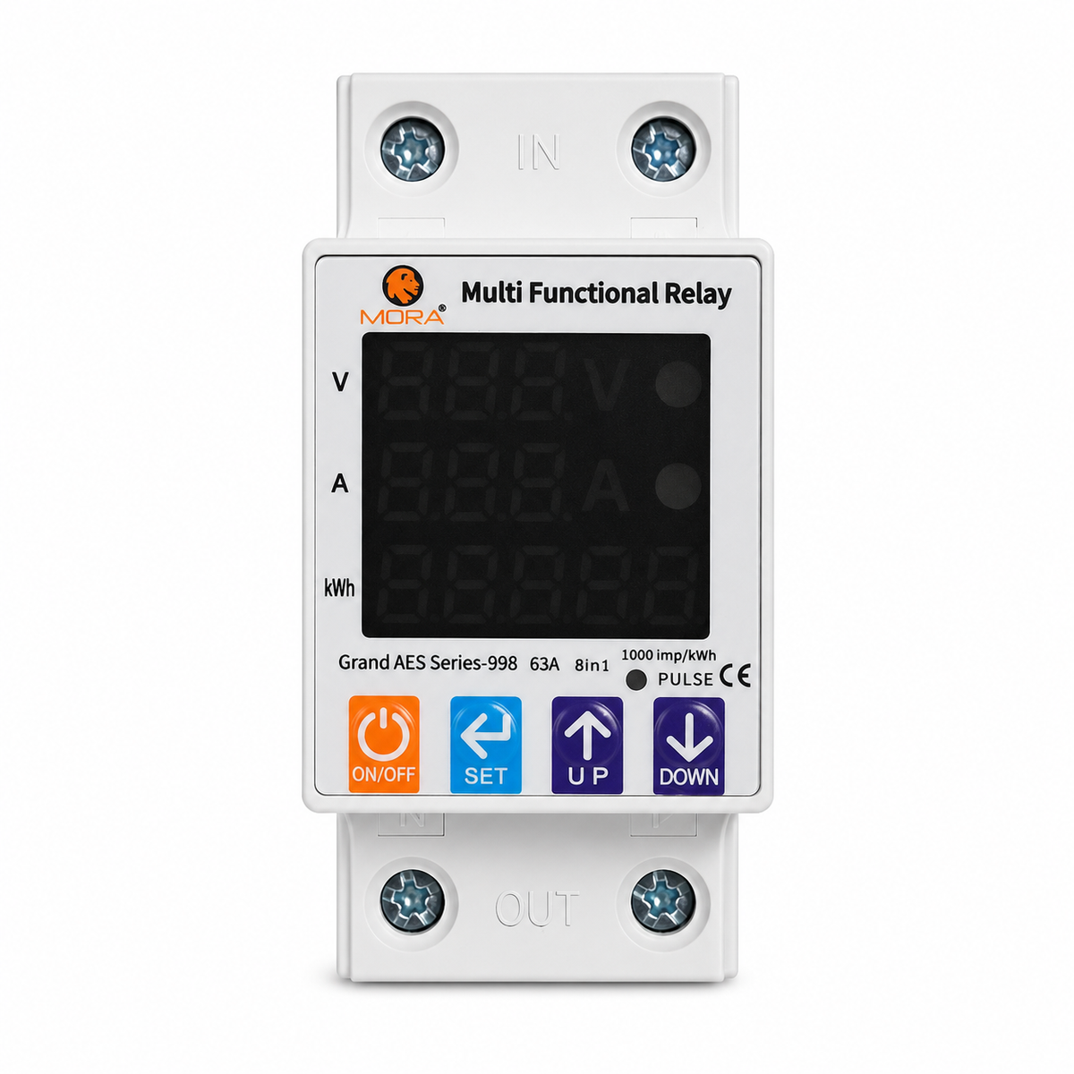 Mora 8in1 Voltage Protector | Over & Under Voltage Protective Device with kWh Meter, Unit(KWh) Lock, Frequency & Power Display