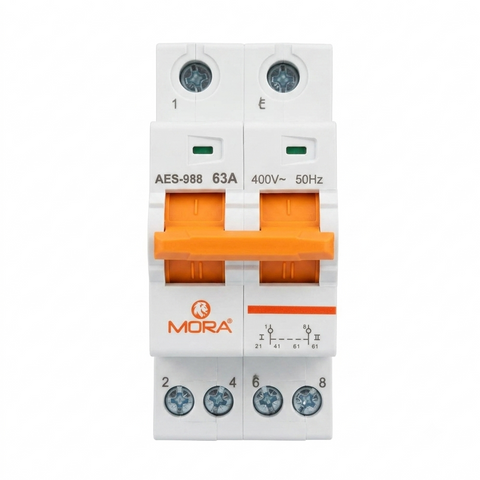 Mora 2P 63A MTS Dual Power Manual Transfer Isolating Switch Interlock Circuit Breaker MORA breaker type Change Over copper