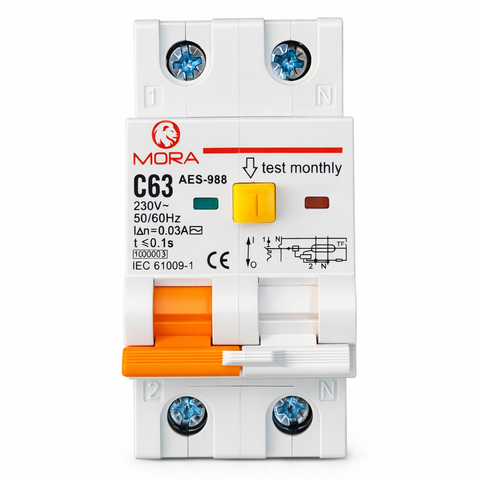 Mora RCBO 63A Residual Current Circuit breaker with Current Leakage protection