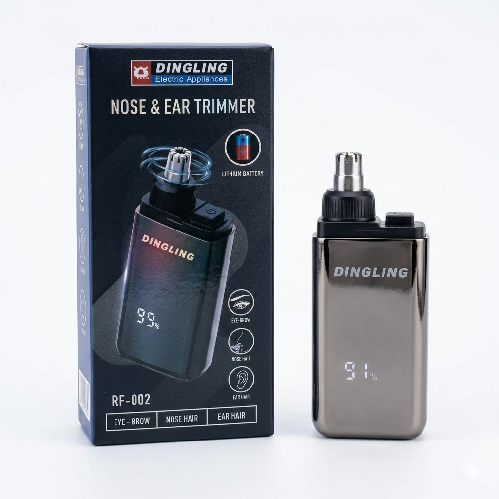 Dingling RF-002 Nose & Ear Hair Trimmer Rechargeable Type-C Grooming Trimmer with LCD Display