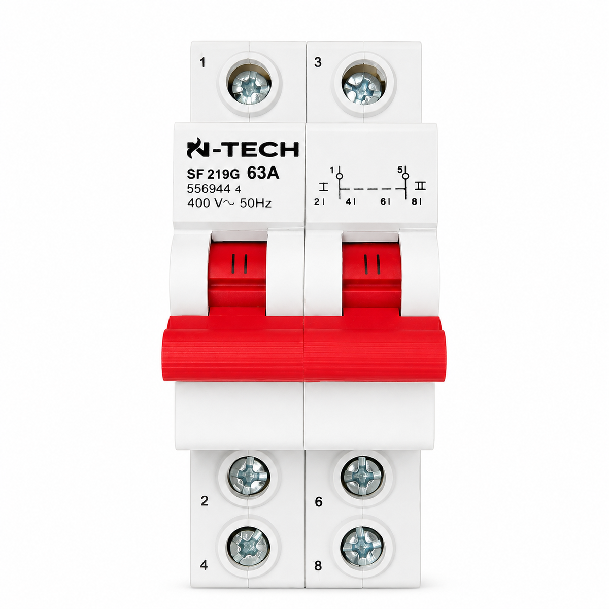 N-Tech Electric Changeover Switch 2 Pole 63A Manual Transfer Switch
