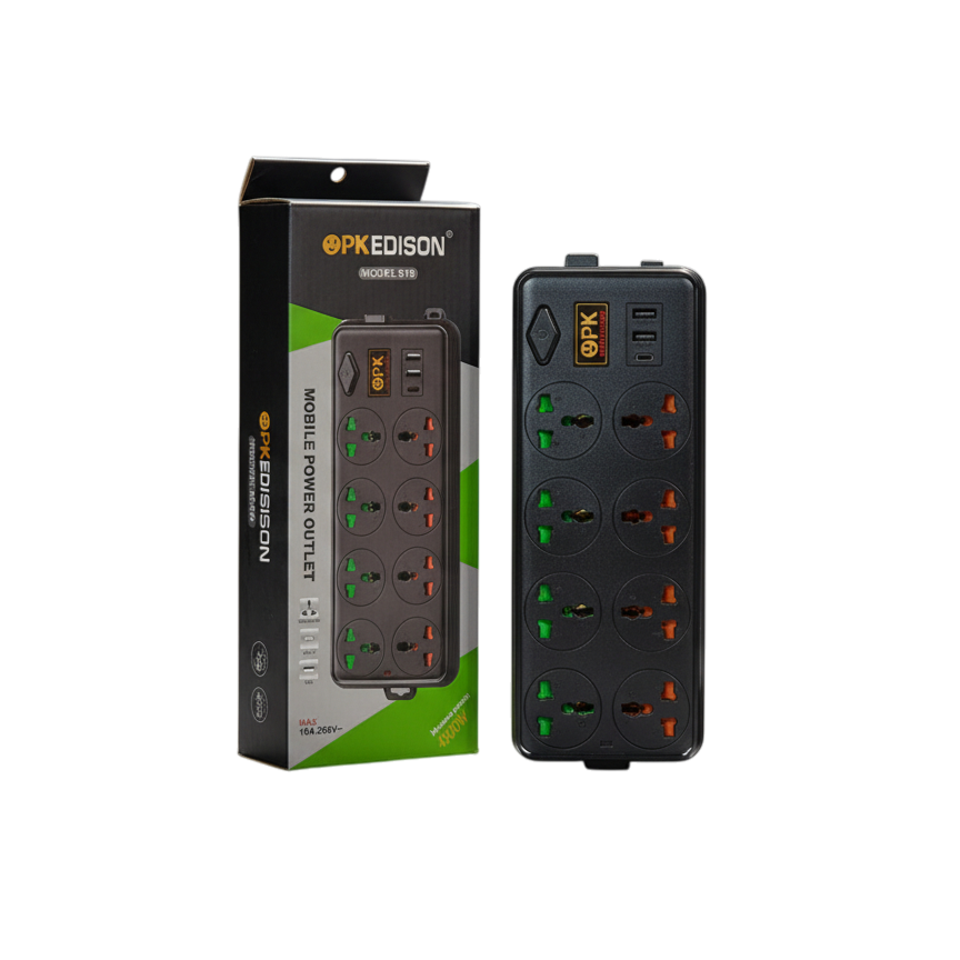 OPK 019 Heavy-Duty Extension Board with 8 Universal Sockets | USB & Type-C