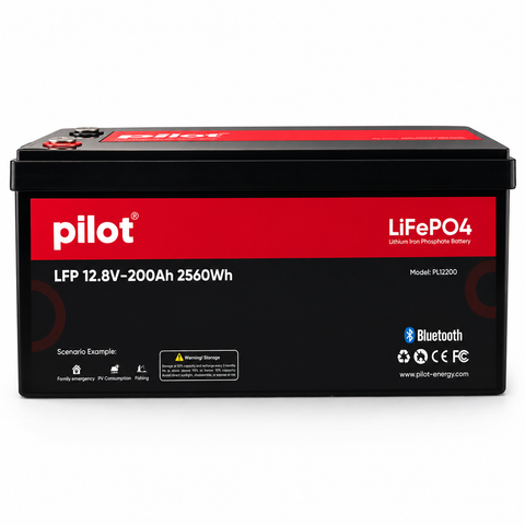 Pilot LFP 12.8V 200Ah 2.56kWh Lithium LiFePO4 Battery IP65
