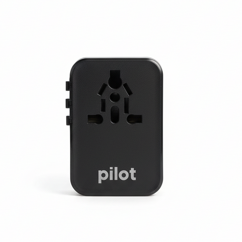 Pilot Universal Travel Adapter PD 45W – Fast Charging USB-C PD, 2500W All-in-One International Power Adapter with Safety Fuse