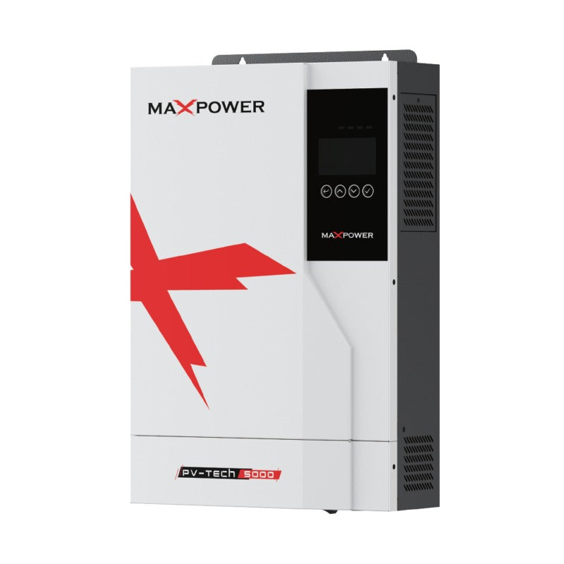 MaxPower PV TECH 5000 Single Phase Hybrid Solar Inverter – 3.6KW, 5000W PV Input, 24V Battery, MPPT, Pure Sine Wave