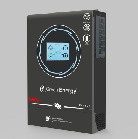 Green Energy REX 4.0KW Hybrid Solar Inverter – PV6500 | Built-in WiFi, Lithium Battery Port, Dual Output