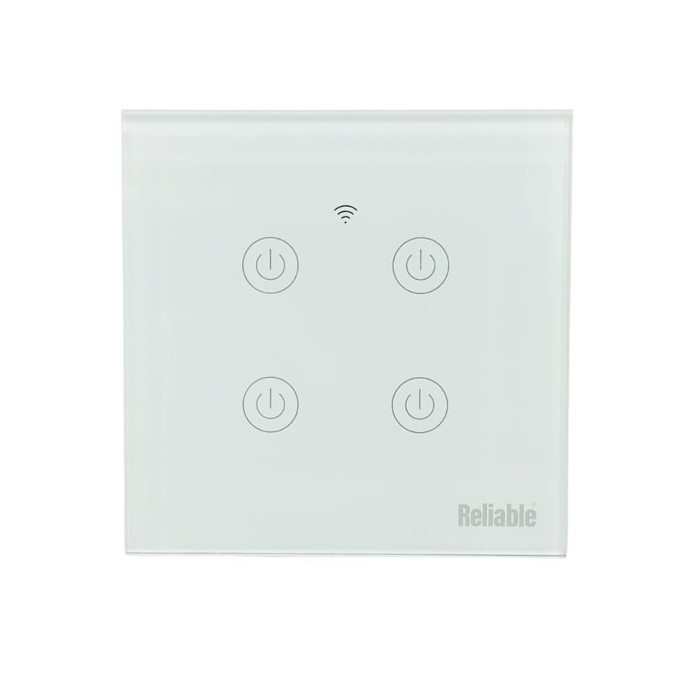 Reliable Electric 4 Gang Smart WiFi Touch Wall Switch | App & Voice Control