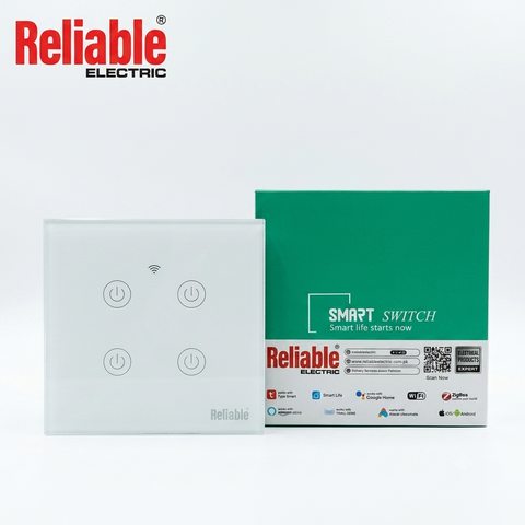 Reliable Electric 4 Gang Smart WiFi Touch Wall Switch | App & Voice Control
