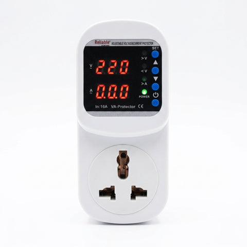 Reliable Electric 2P Universal Plug Socket Protector 16A | Adjustable Over Under Voltage & Current Protection