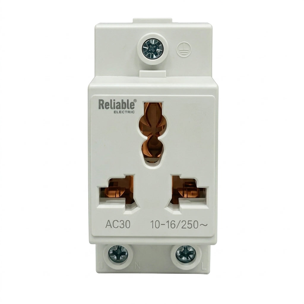 Reliable Electric AC-30 3 Pin DIN Rail Socket 16A 250V | 35mm Modular Socket