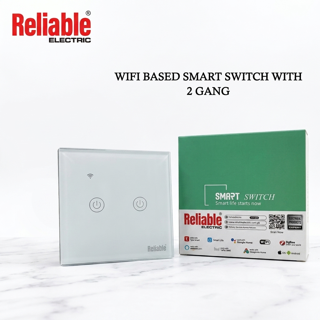 Reliable Electric 2 Gang Smart WiFi Wall Switch | App & Voice Control
