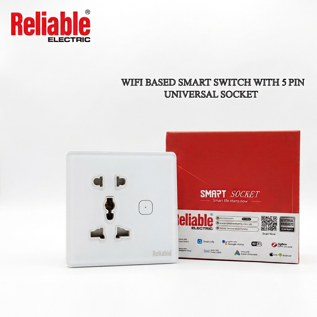 Reliable Electric 5 Pin Universal Smart WiFi Wall Socket US1