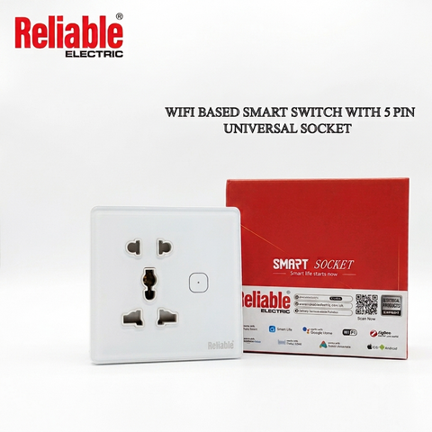 Reliable Electric 5 Pin Universal Smart WiFi Wall Socket US1