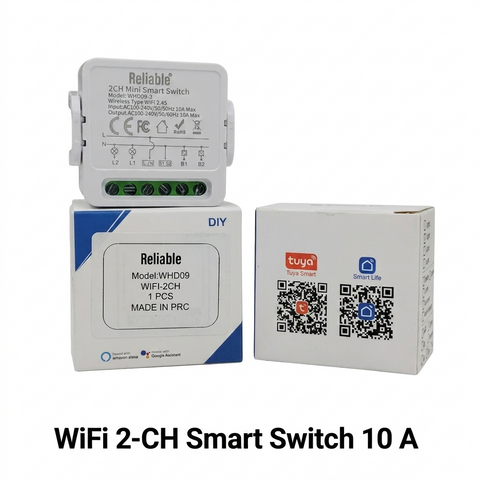 Reliable Electric 2 Channel WiFi Smart Switch 10A-16A | Mini 2 Gang Tuya Smart Relay