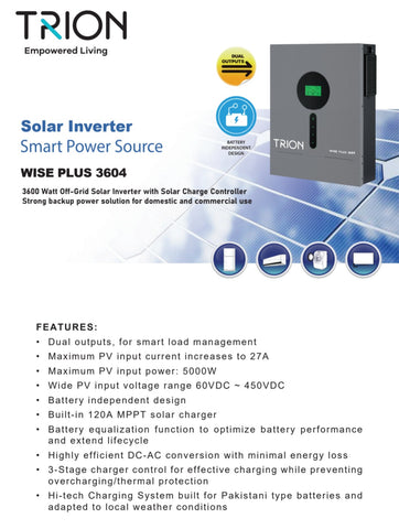 Trion Wise Plus-3604 3600W Off-Grid Solar with Solar Charge Controller