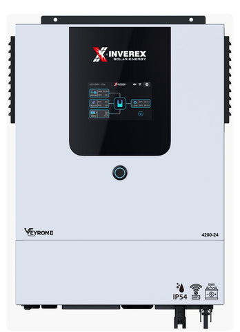 Inverex solar energy inverter with display panel on a white background