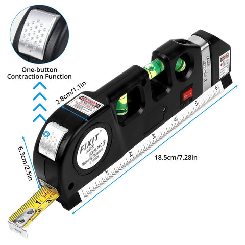 Laser Level Multipurpose Line Laser Leveler Tool Cross Line Lasers With 8FT 2.5M Standard Measure Tape and Metric Rulers